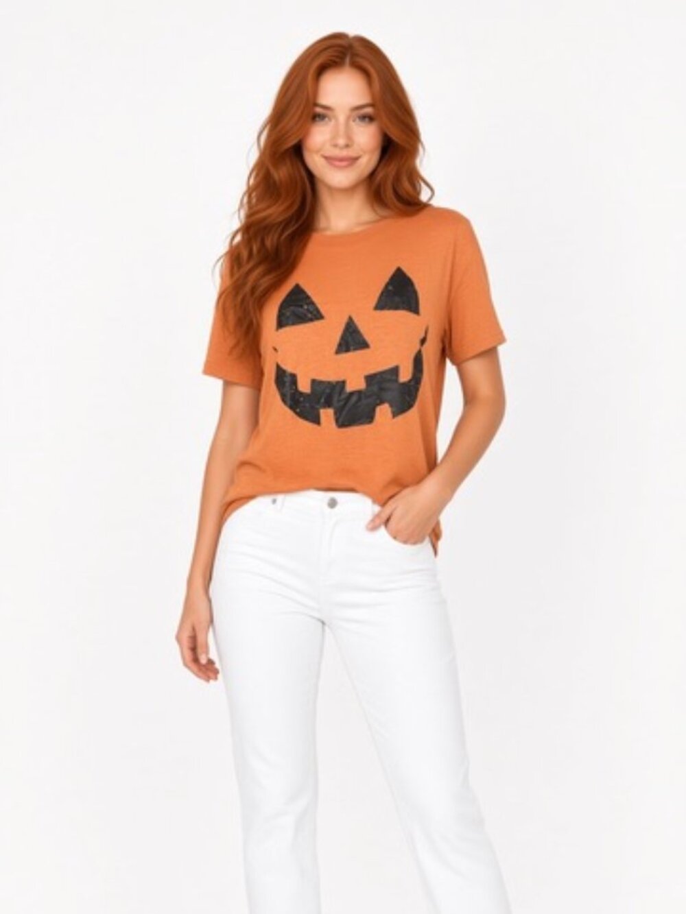 NWT Orange Jack O Lantern Halloween Graphic Tee